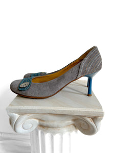 Vintage MISS SIXTY Heels, Suede and Denim Size 41 EUR, Made in Spain