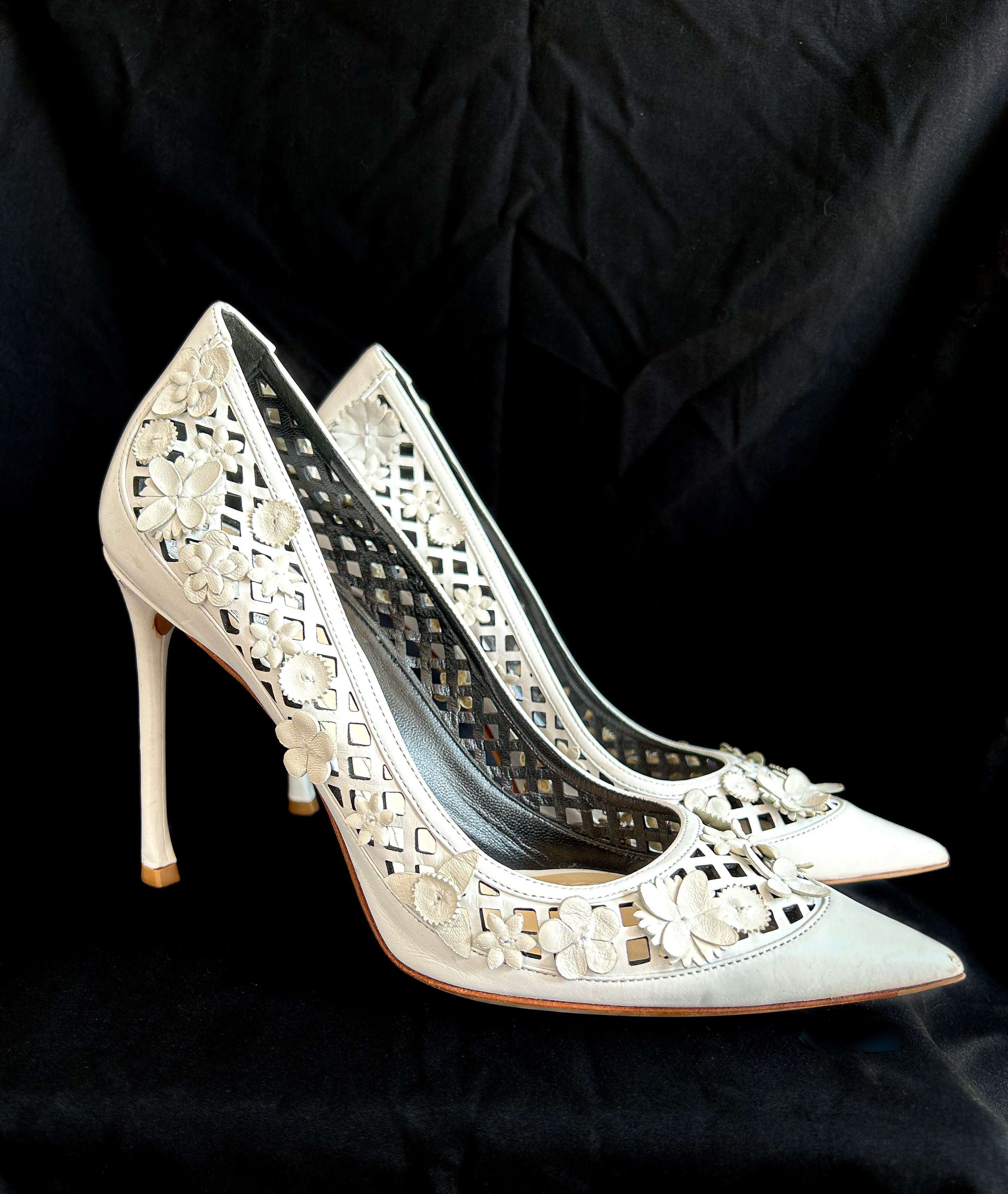 Christian Dior White Leather Pumps size 40 made in Italy