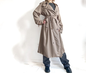 Holt Renfrew Beige Wool Trench Coat, Women's XXL, Men's Small, Made in England