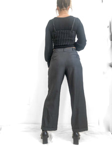 Oscar De La Renta Grey Wool Trousers, 29" Waist, Unisex Clothing