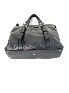 The Trend Black Leather Top Handle Bag, Made in Italy