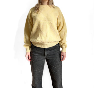 Benetton Yellow Shetland Wool Sweater, 80s Vintage, Made in the Italy, Size Small