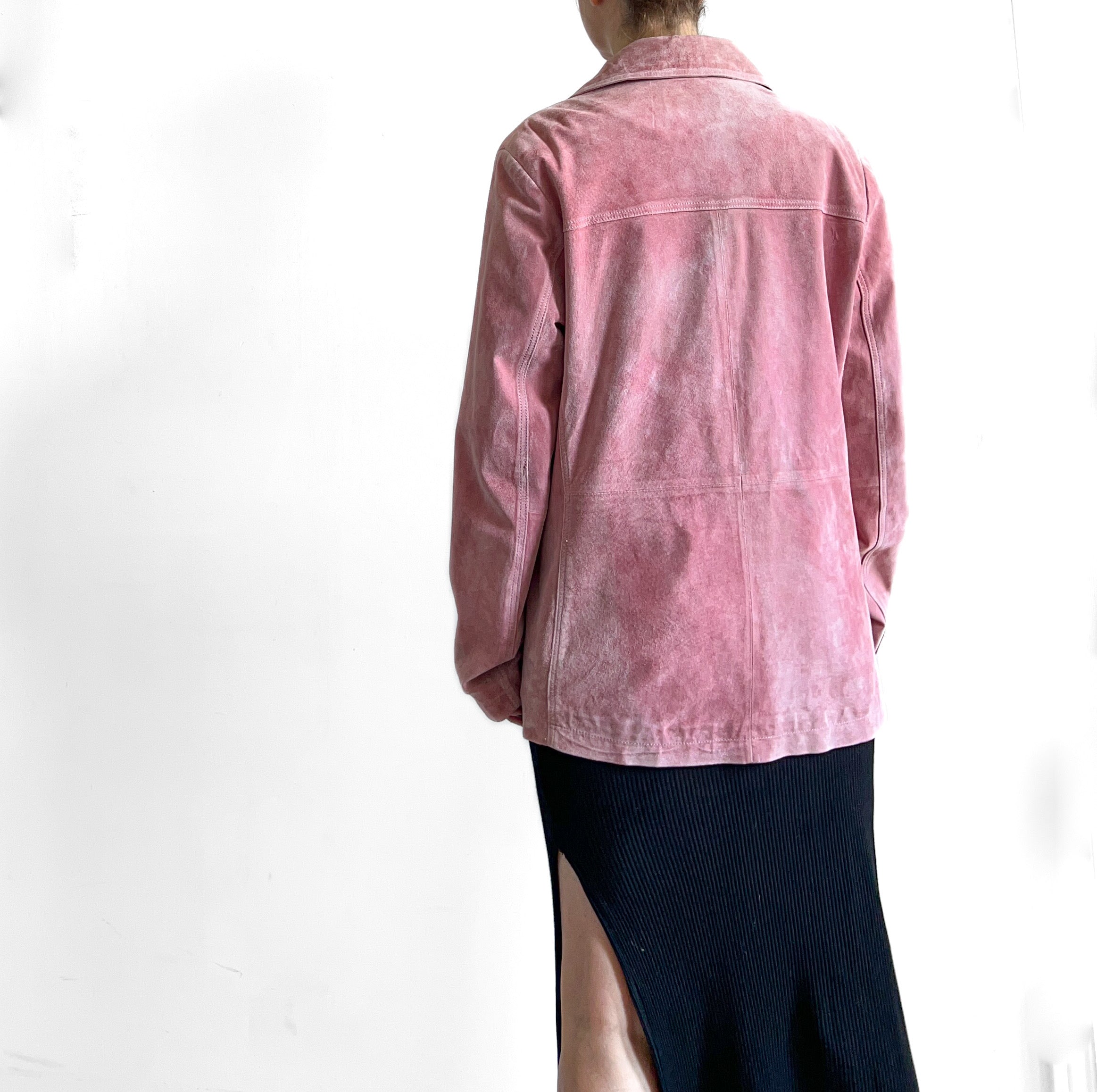 Danier Pink Suede Lapel Jacket, Size Medium Large