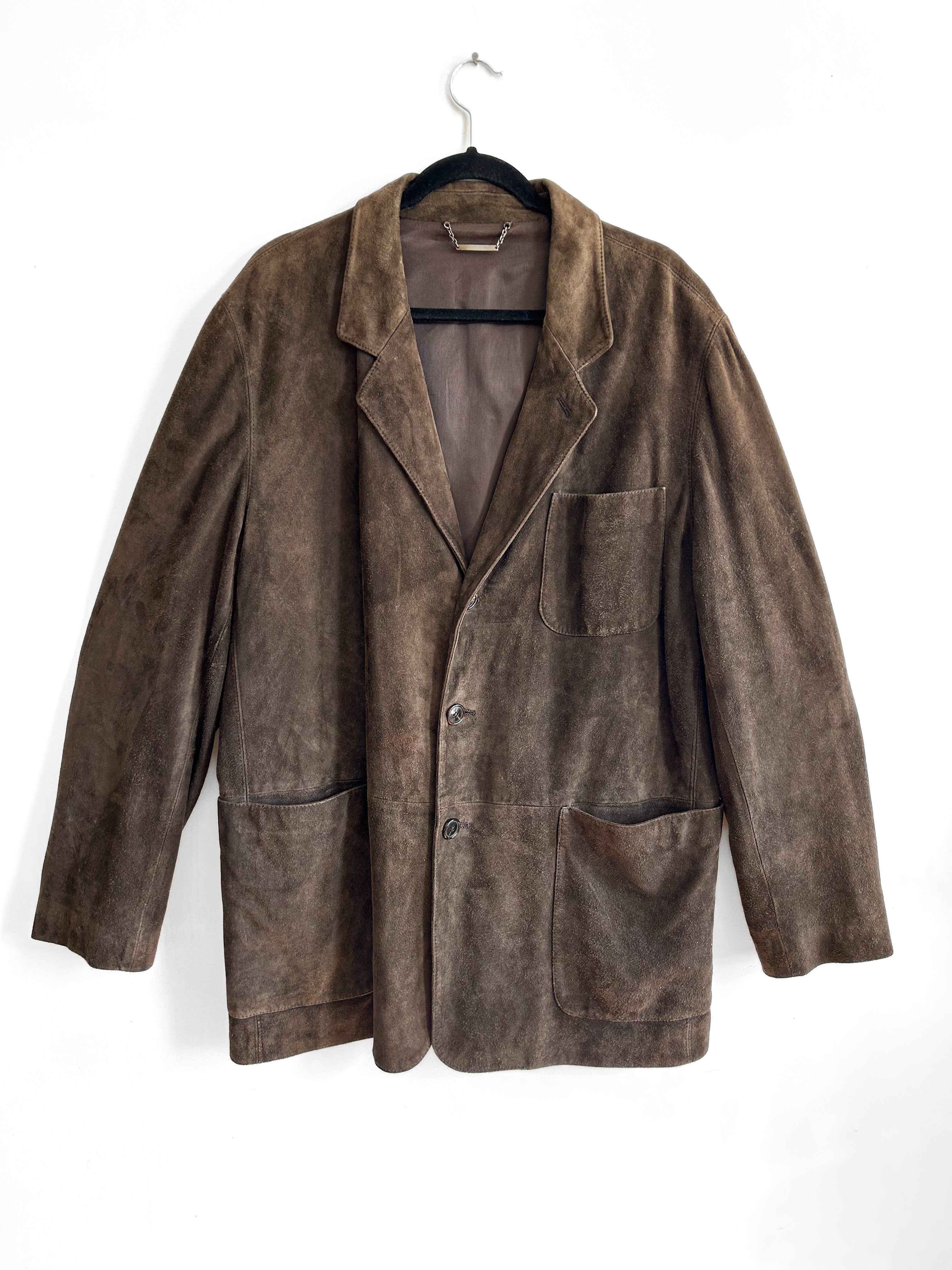 Brown Suede Leather Blazer Jacket, Made in Italy