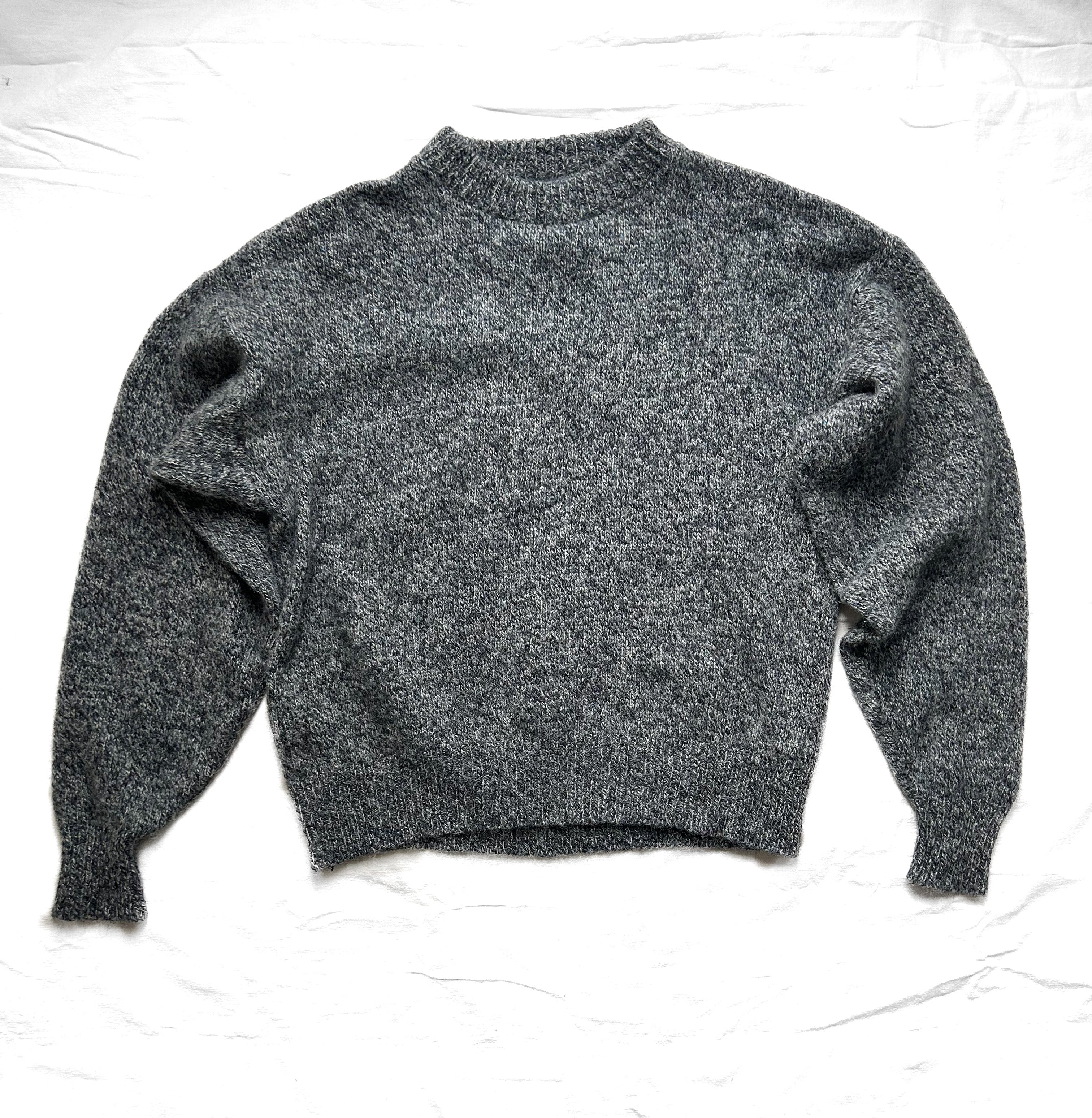 Vintage 90s Grey Wool Chunky Knit Sweater, Unisex