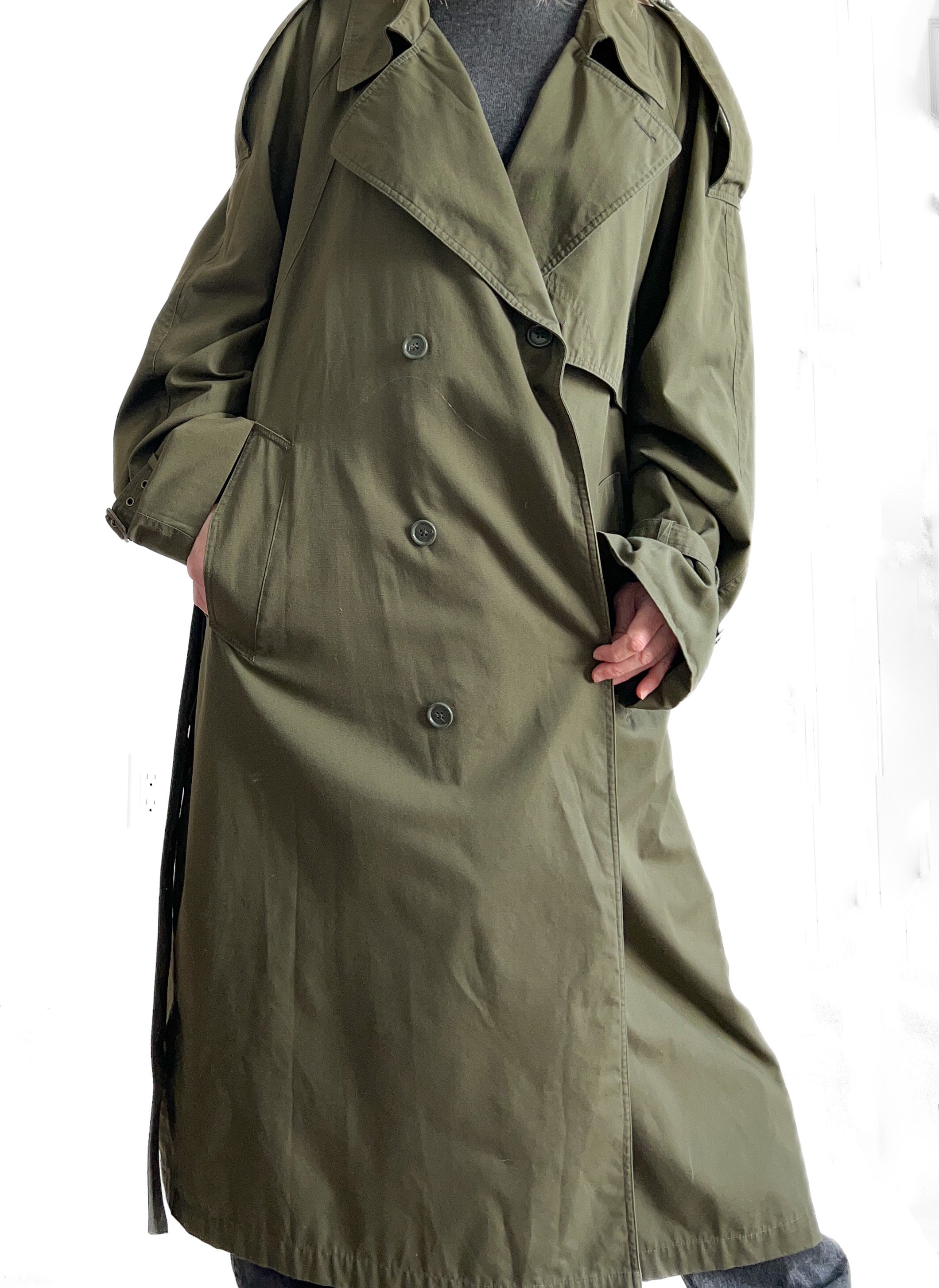 Vintage Green Trench Coat, Women's size XXXL, Mens size Large