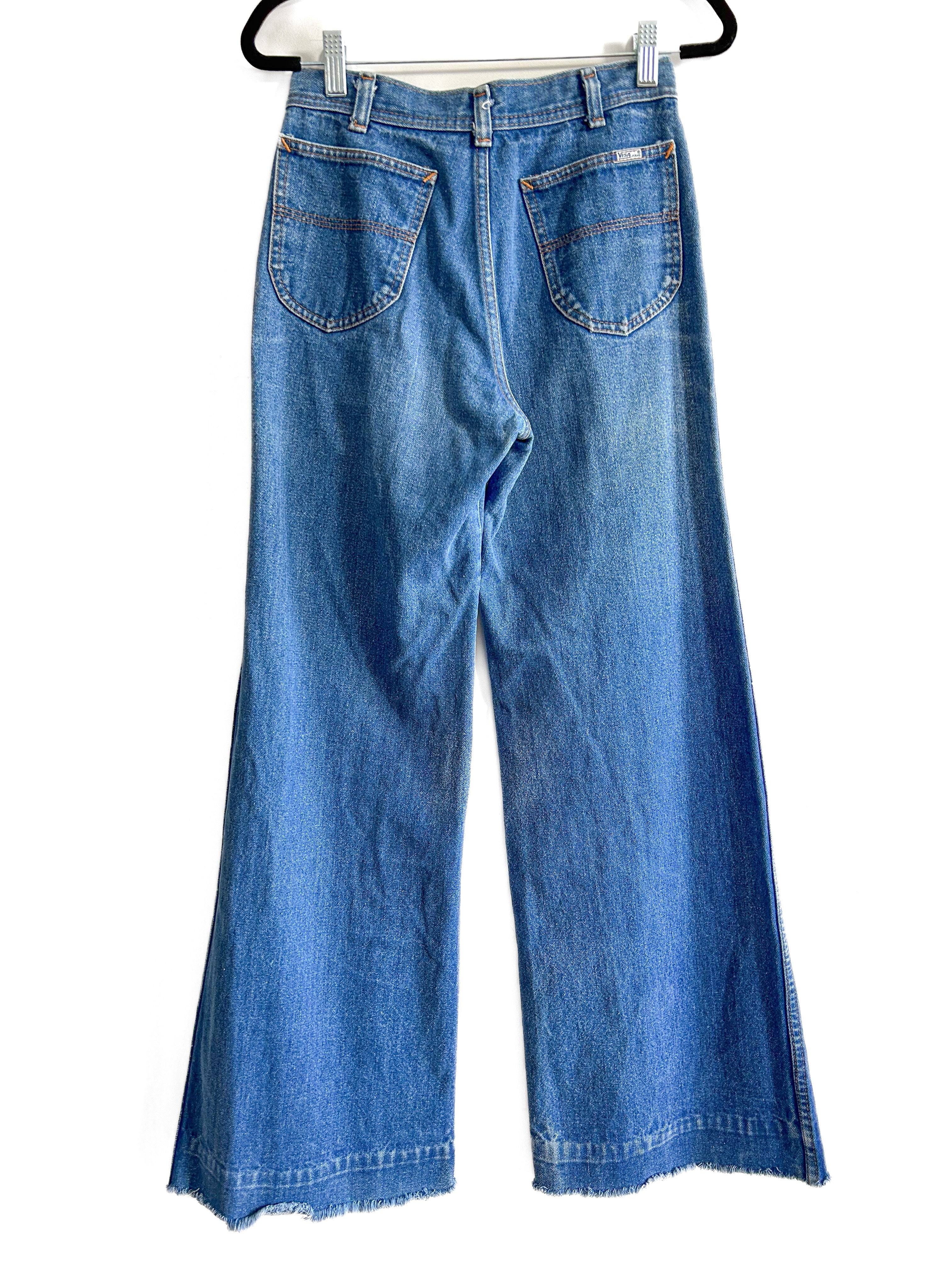 Size 27, Wide Leg Pants, Highwaist Pants, 1970s Jeans, Elephant Leg Jeans,  FREE USA SHIPPING -  Canada