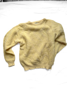 Benetton Yellow Shetland Wool Sweater, 80s Vintage, Made in the Italy, Size Small