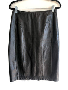 90s Danier Black Midi Leather Skirt, Made in Canada