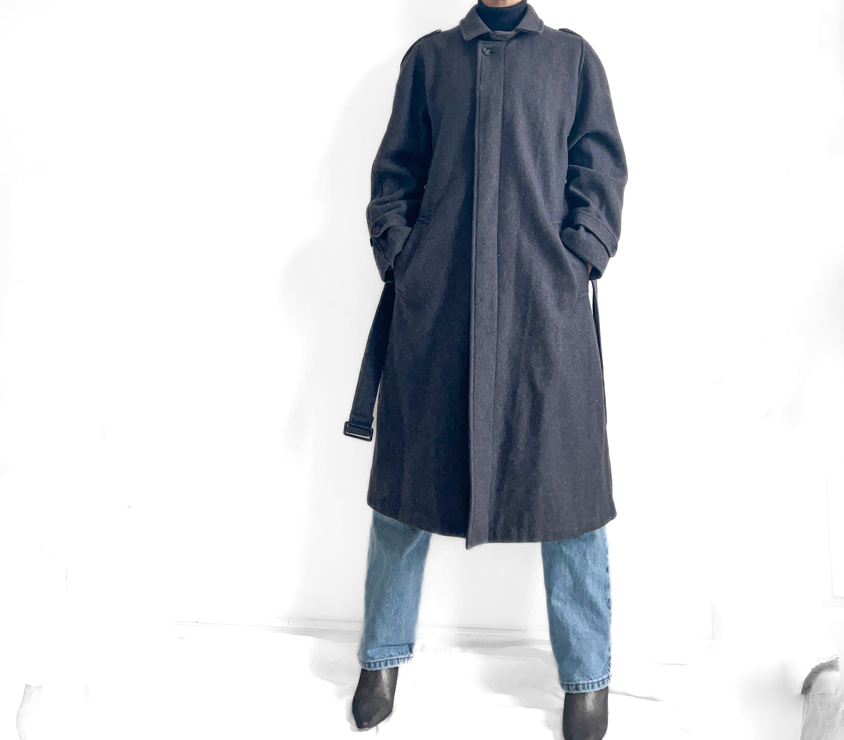 Grey Wool Long Coat, Womans Size Small, Made in Canada