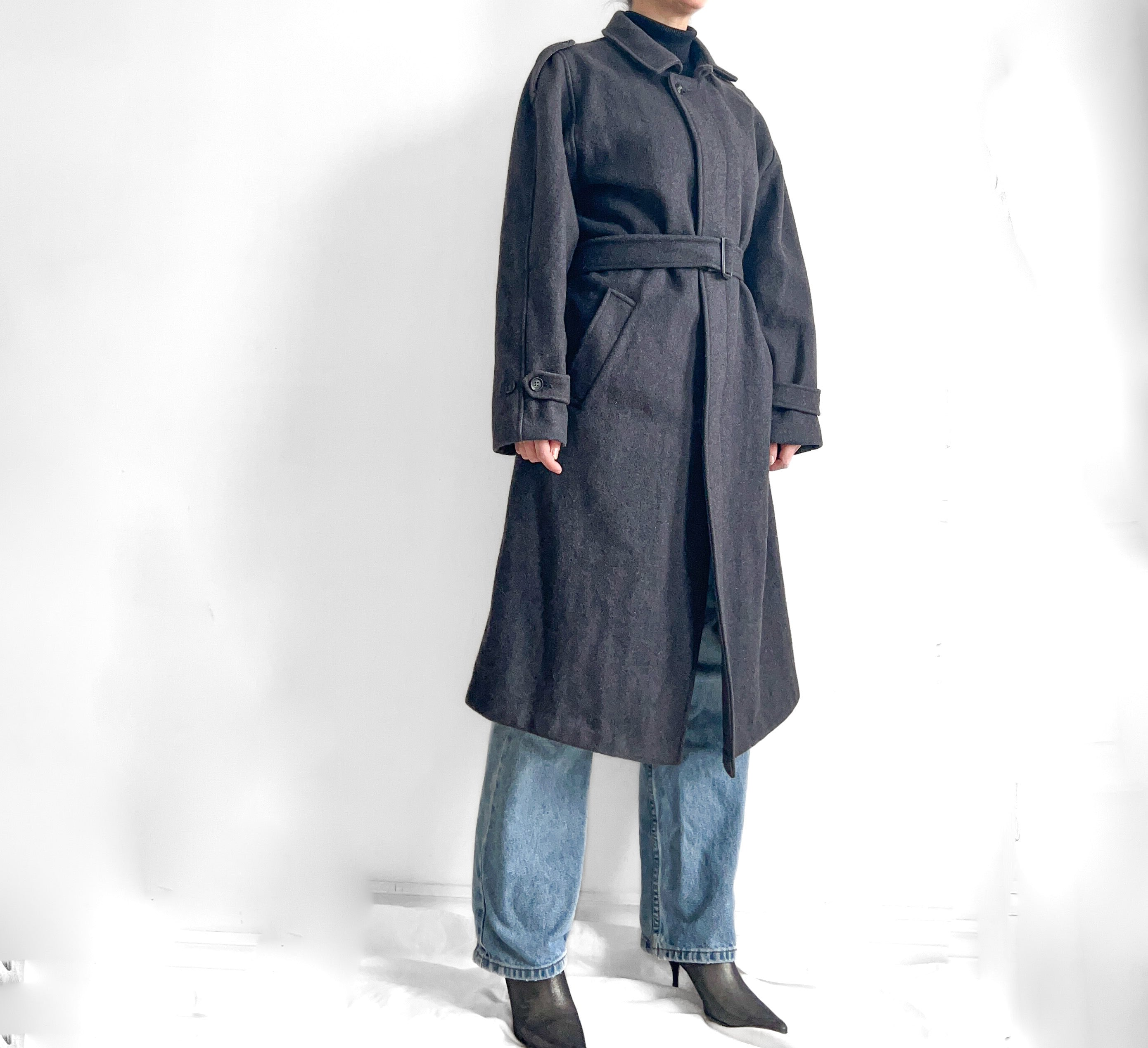 Grey Wool Long Coat, Womans Size Small, Made in Canada