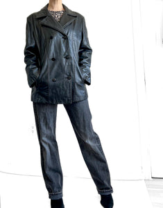 Danier Black Leather Classic Lapel Jacket, Med - Large