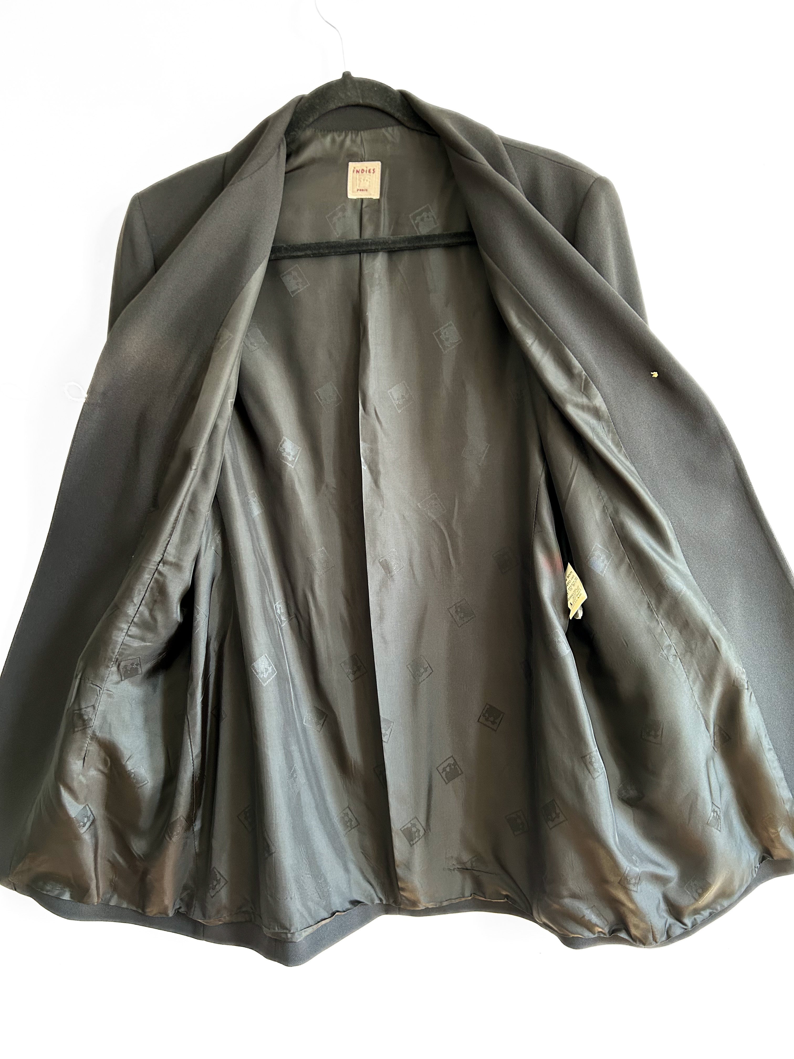 Black Long Blazer Jacket by Indies Paris, Made in France