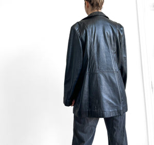 Danier Black Leather Classic Lapel Jacket, Med - Large