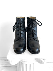 90s Black Leather Minimalist Ankle Boots Size 7 B,By Elli Bartoli, Made in Italy