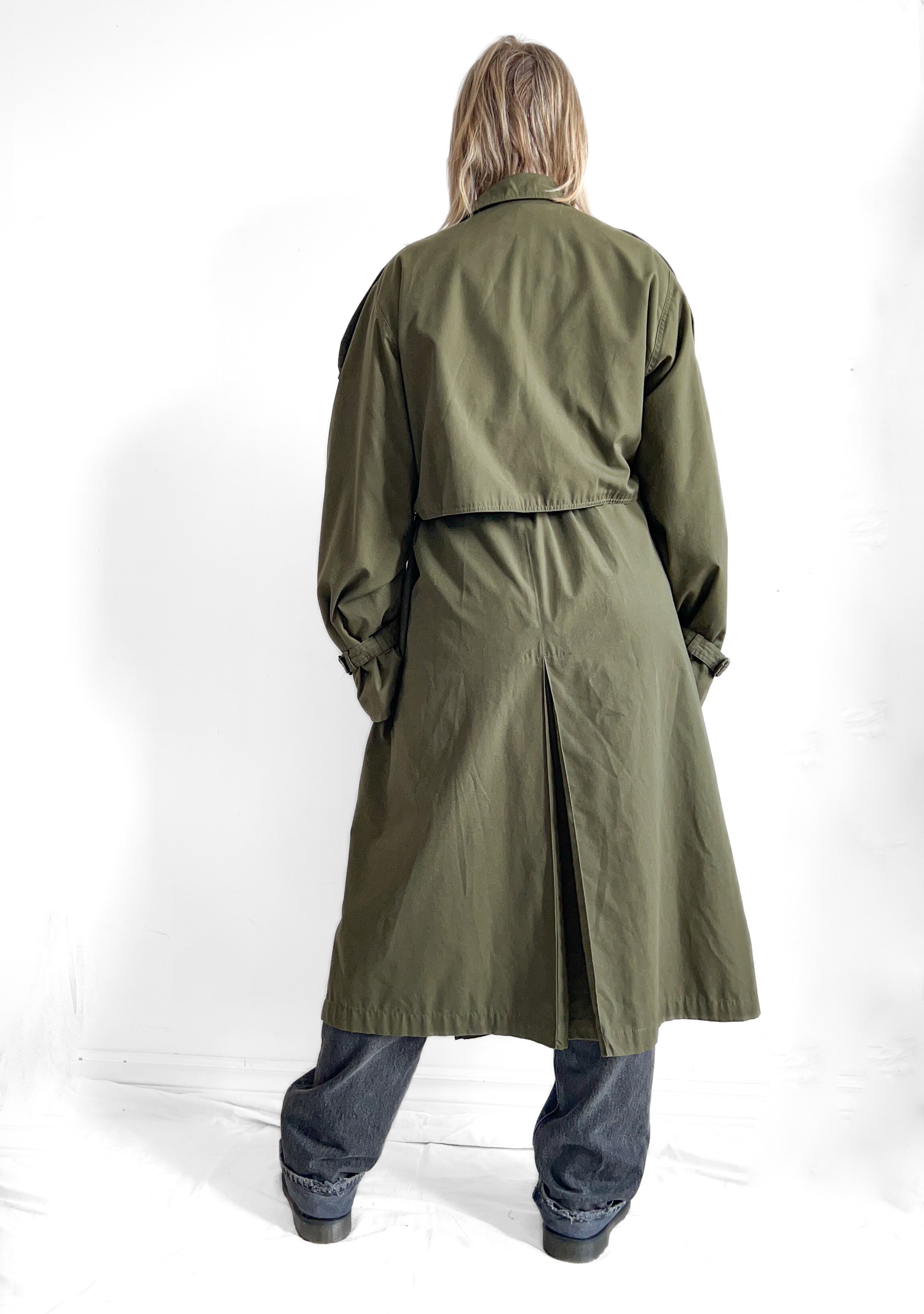 Vintage Green Trench Coat, Women's size XXXL, Mens size Large