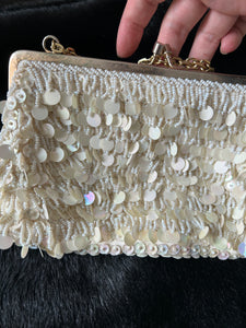 Vintage Sequin and Beaded Mini Purse with Chain Shoulder Strap