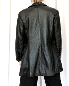 Vintage 70s Black Leather Jacket, Alaska Brand Double Breasted Jacket, Made in Canada