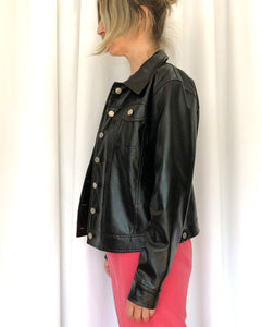 Vintage 90’s Faux Leather Black Jacket Size Medium