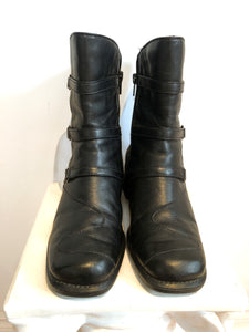 Black Leather Winter Boots, Size 6 Womens, Lined Ankle Boots With Block Heel by Marche Mellow Comfort