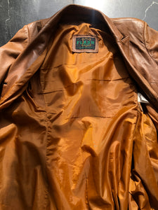 70s Vintage Caramel Leather 3/4 Length Jacket