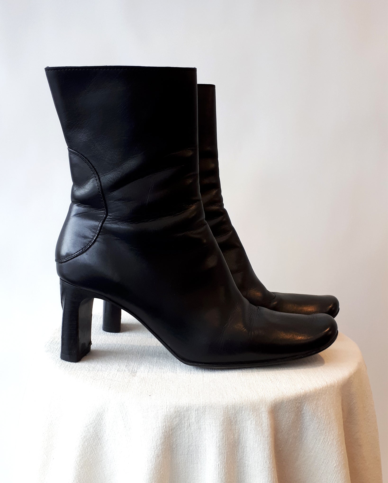 Costume National Black Leather Boots size 38.5