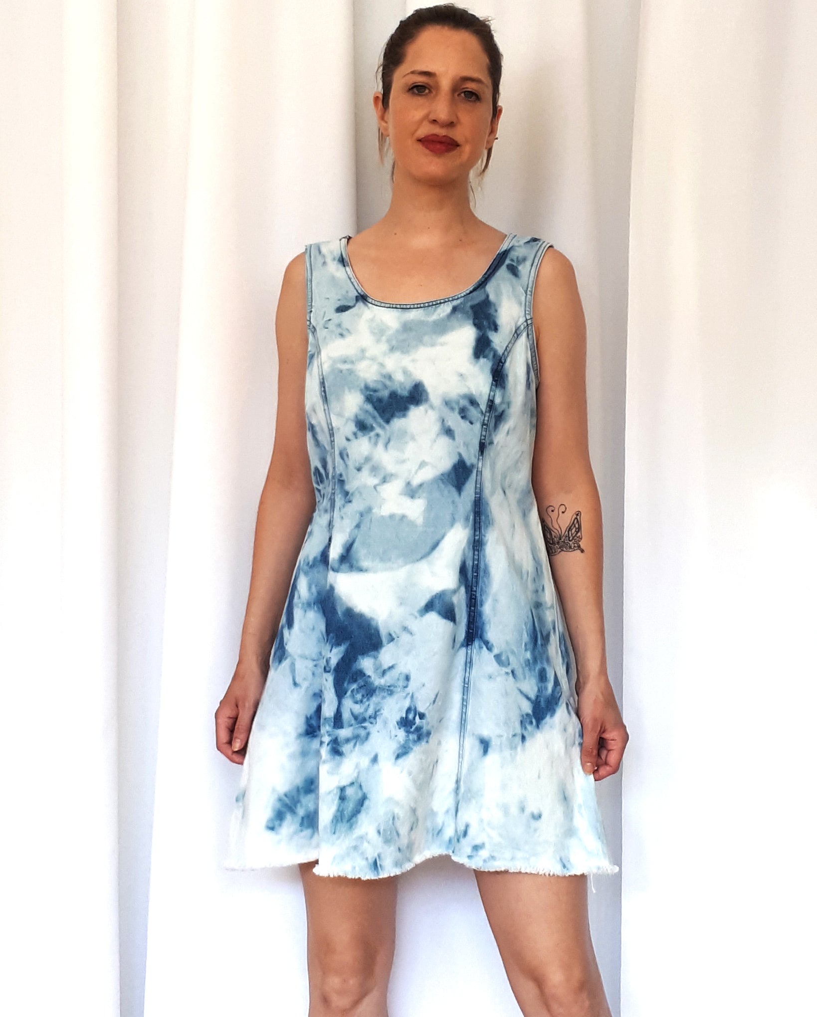 Covet Rework / Upcycled Denim Bleached Dress Size Medium
