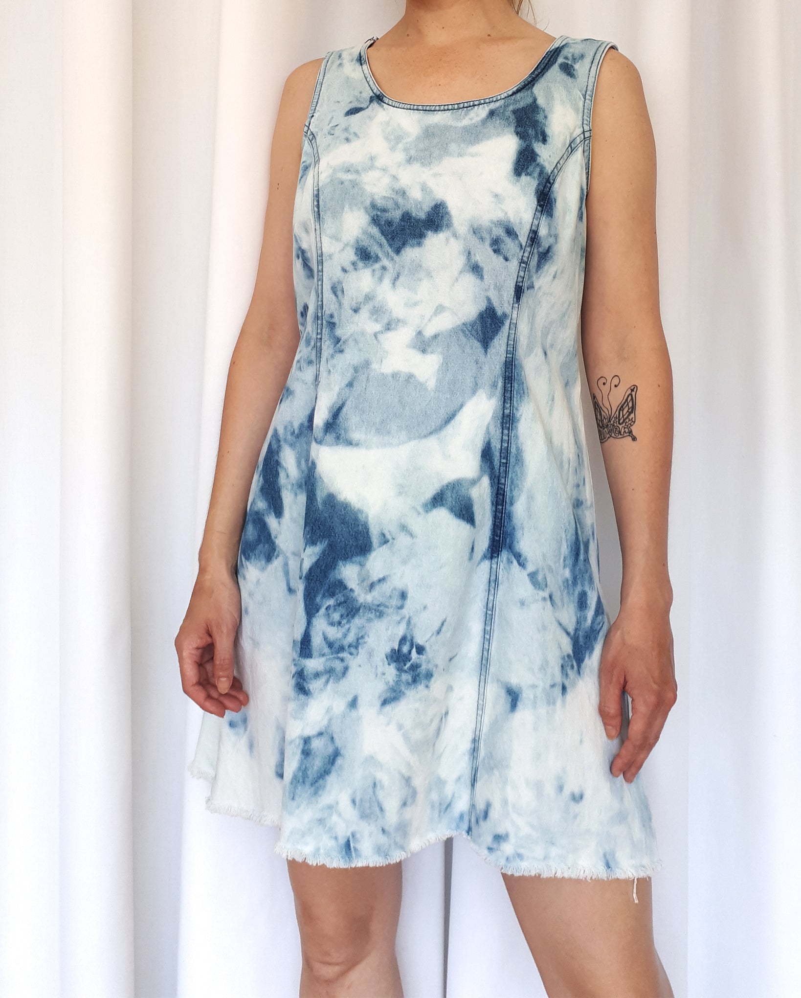 Covet Rework / Upcycled Denim Bleached Dress Size Medium