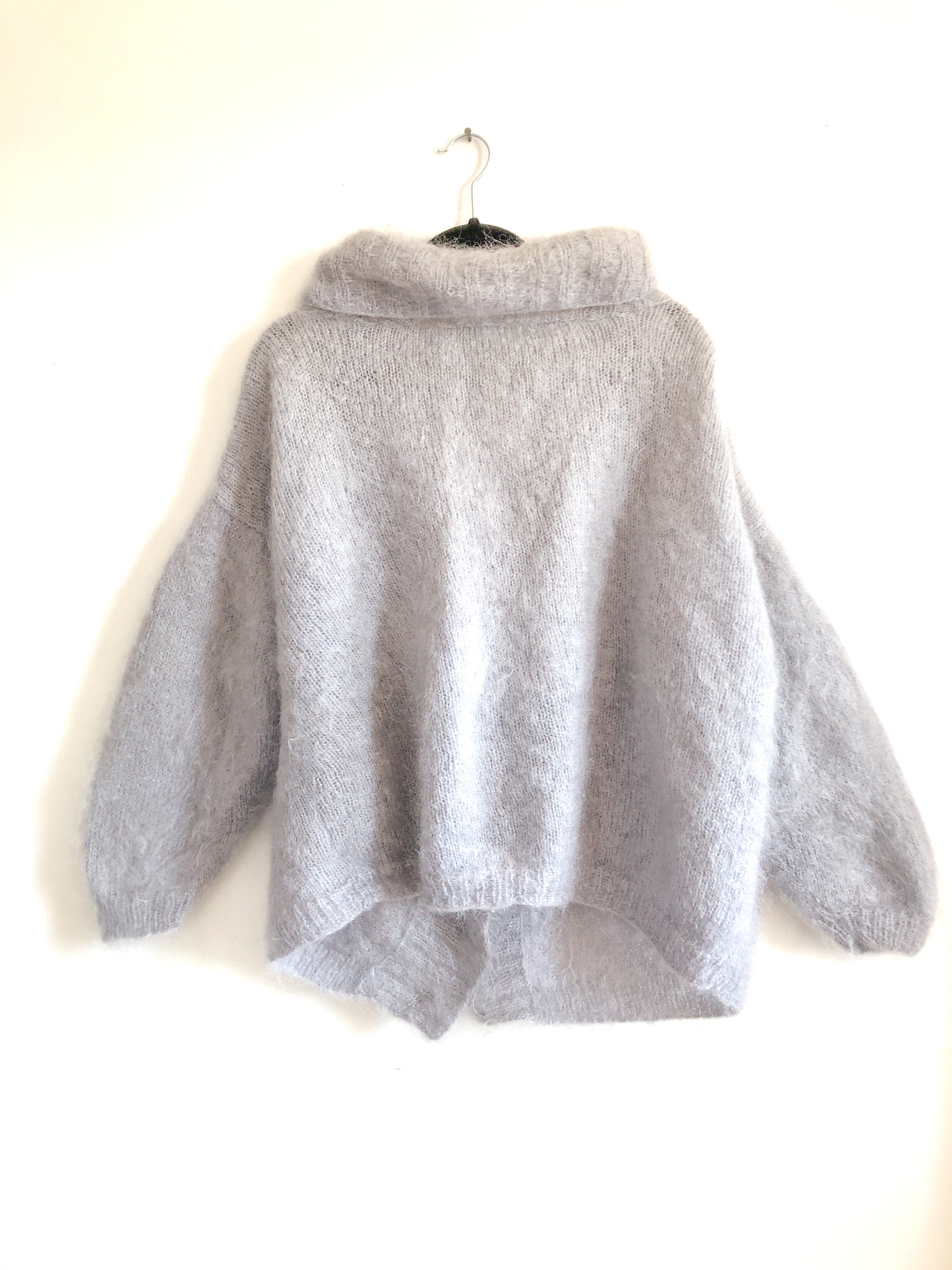 Powder Blue Mohair Cardigan Sweater, Size Medium - XL