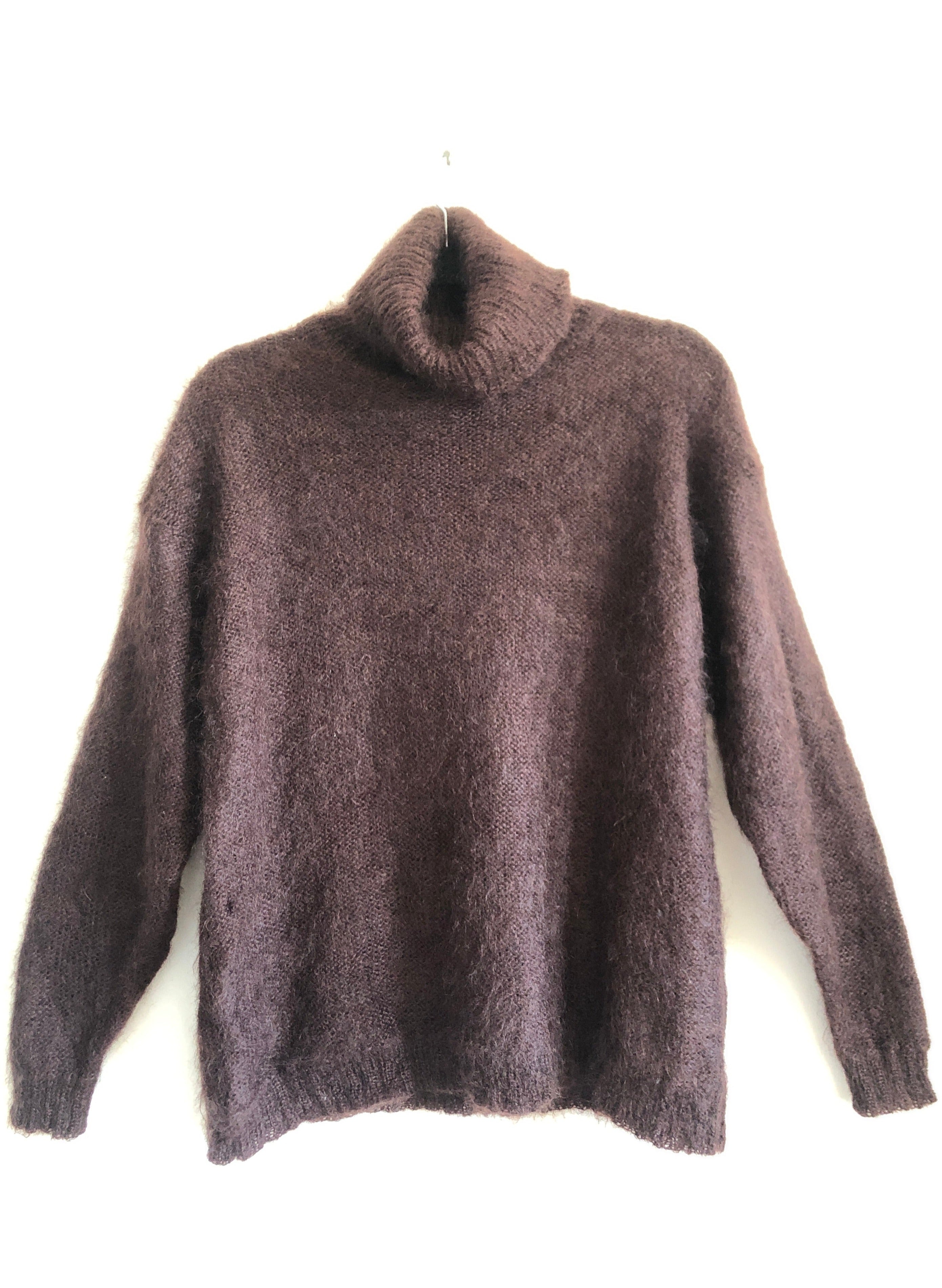 Brown Mohair Turtleneck Sweater, by Patti Pen, Size Large