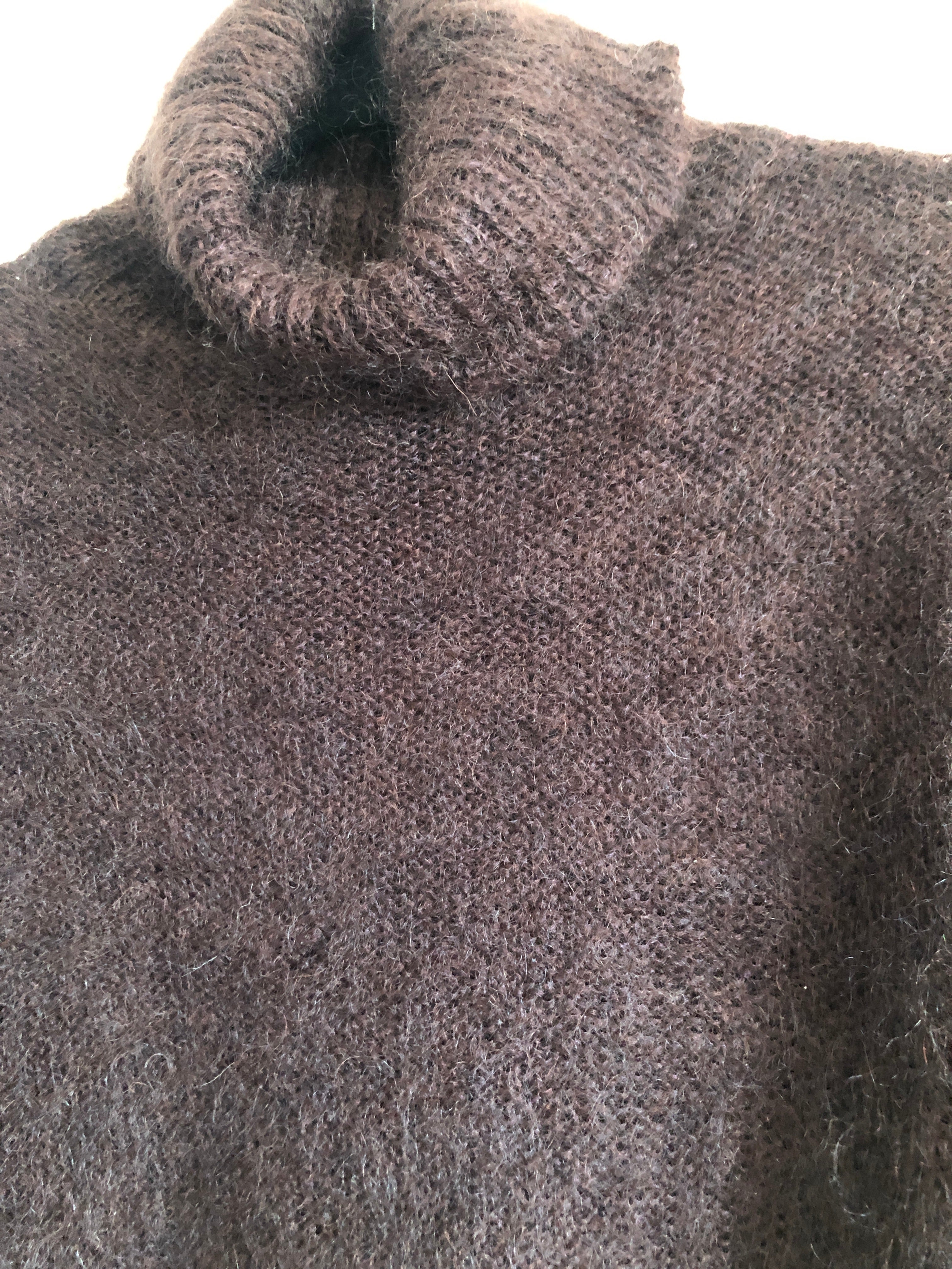 Brown Mohair Turtleneck Sweater, by Patti Pen, Size Large