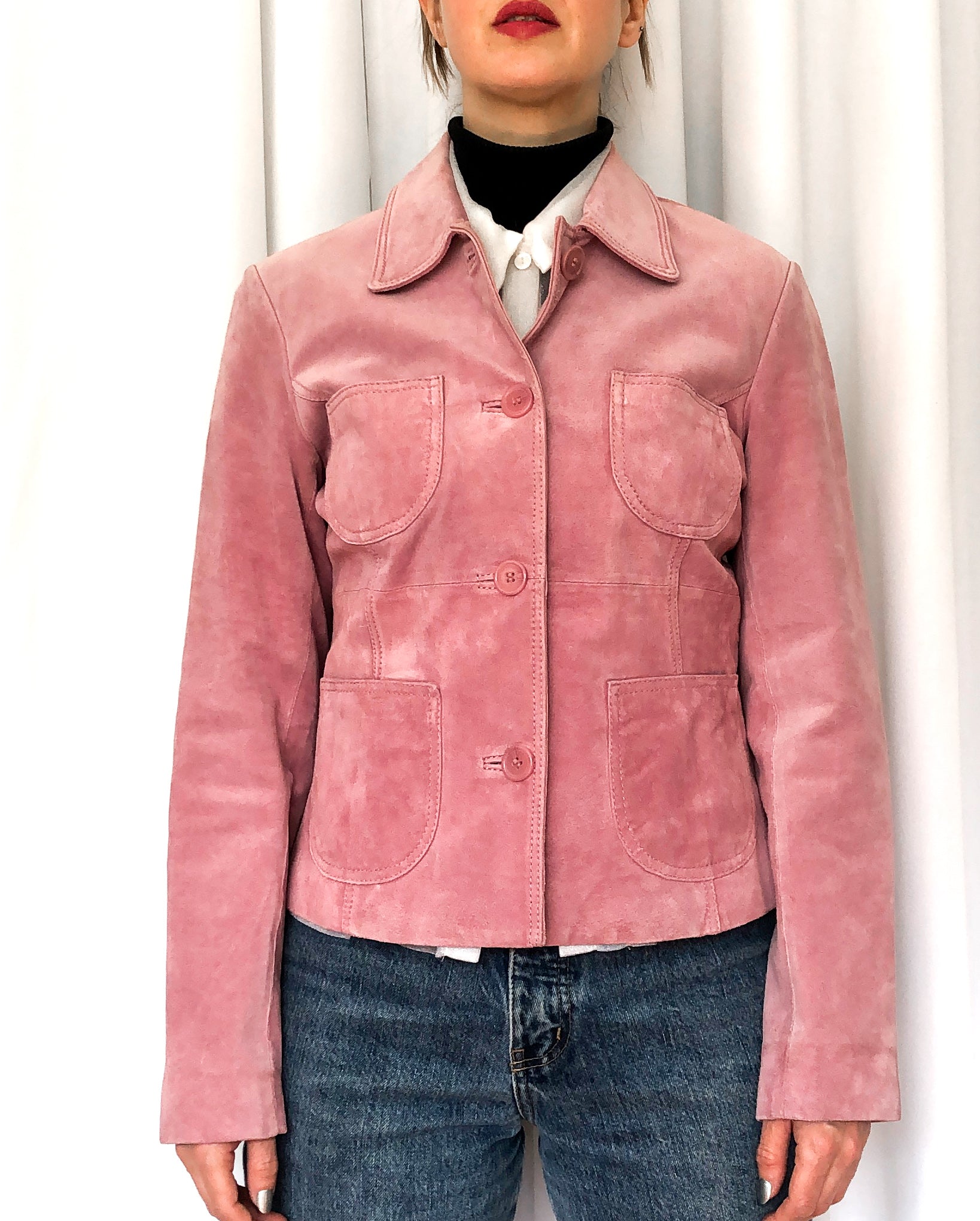 Danier Hot Pink Suede Jacket, Size Small
