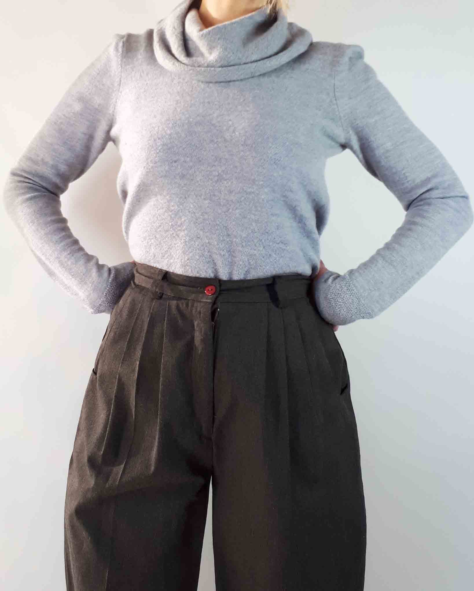 Adrienne Vittadini Grey Merino Wool Turtleneck Sweater