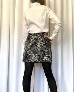 Vintage 90s Le Chateau Faux Fur Mini Skirt With High Waist And Animal Print, 26" Waist, Made In Canada