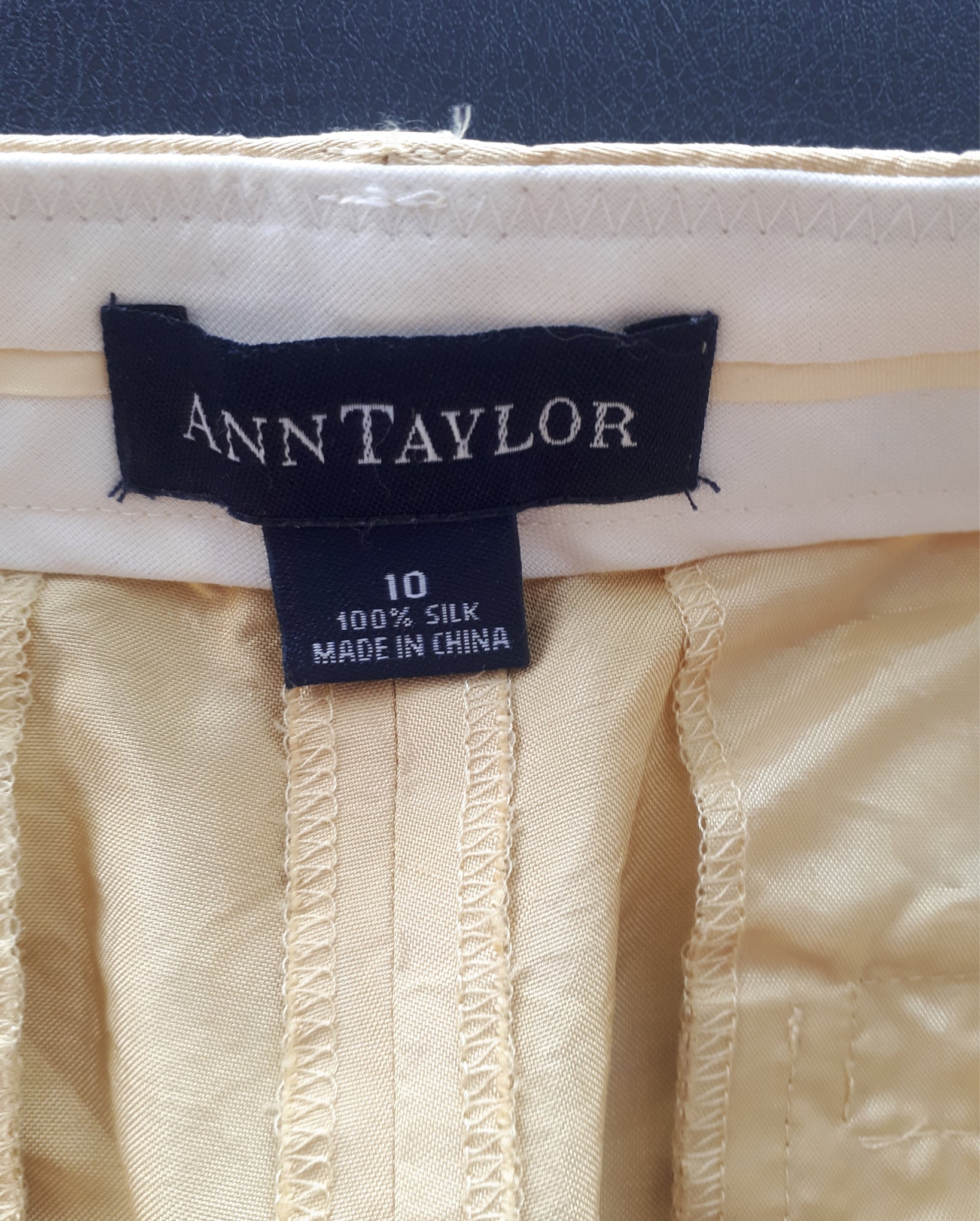 Vintage Silk Ann Taylor Trousers, 33" Waist Golden Yellow With Pockets