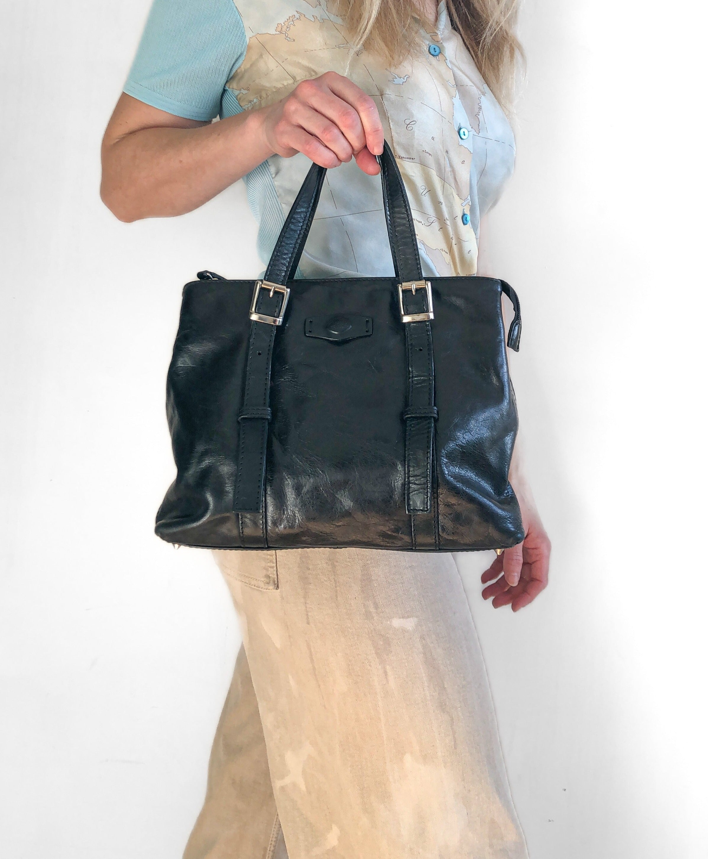 Vintage Business Bag Core Collection Leather Black Key Handle 